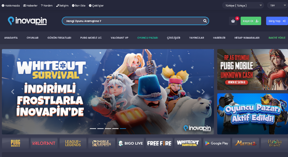 inovapin.com: Oyun Dünyasının Güvenilir Dijital Mağazası