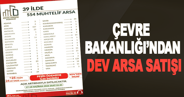 Çevre Bakanlığı’ndan Dev Arsa Satışı