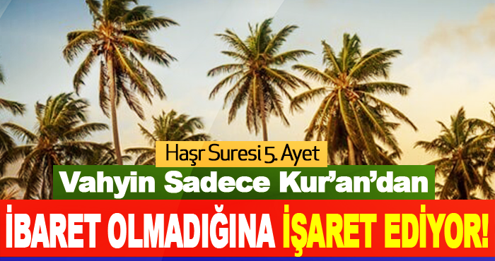 Haşr Suresi 5. Ayet Vahyin Sadece Kur’an’dan İbaret Olmadığına İşaret Ediyor!