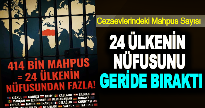 Cezaevlerindeki Mahpus Sayısı 24 Ülkenin Nüfusunu Geride Bıraktı