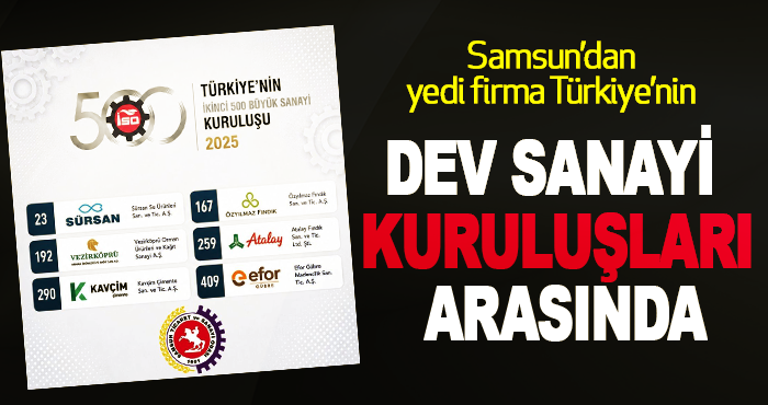Samsun’dan yedi firma Türkiye’nin dev sanayi kuruluşları arasında