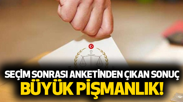 Seçim Sonrası Anketinden Çıkan Sonuç: Büyük Pişmanlık!