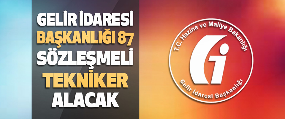 Gelir İdaresi Başkanlığı 87 Sözleşmeli Tekniker Alacak