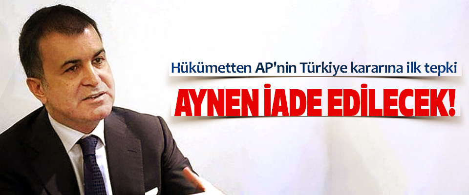 Hükümetten AP'nin Türkiye kararına ilk tepki
