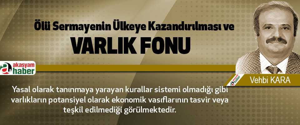 Ölü Sermayenin Ülkeye Kazandırılması ve varlık fonu