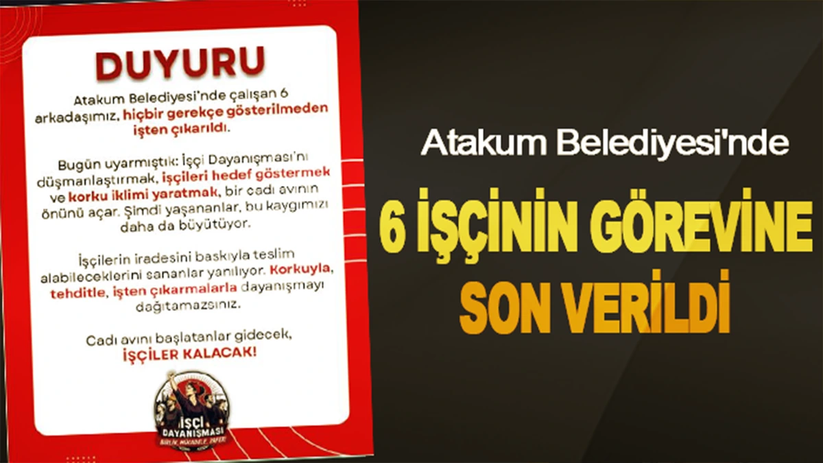 Atakum Belediyesi'nde 6 İşçinin Görevine Son Verildi