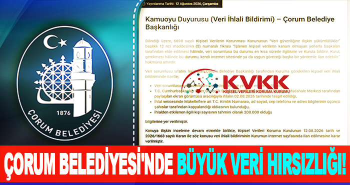 Çorum Belediyesi'nde Büyük Veri Hırsızlığı!