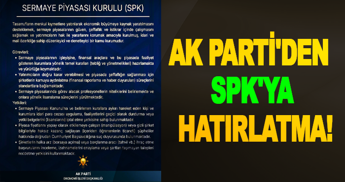 AK Parti'den SPK'ya hatırlatma!